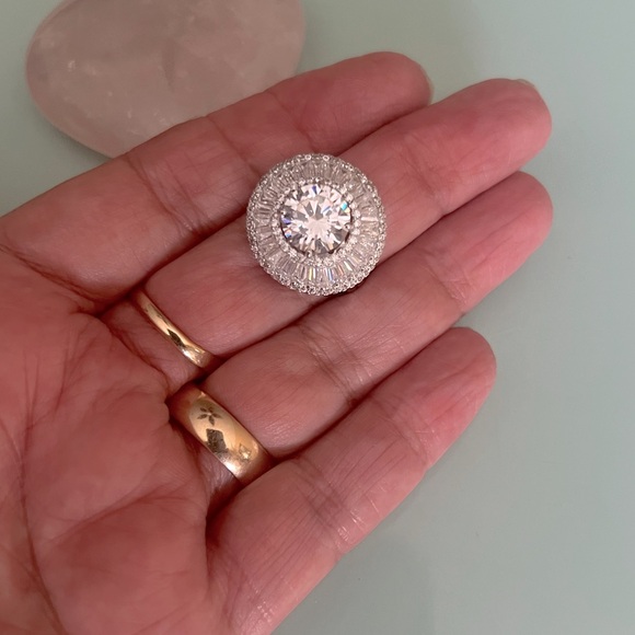 NWOT Cote D’Argent Vintage Estate FZN CZ .925 Sterling Cocktail Chunky Ring - Picture 1 of 12